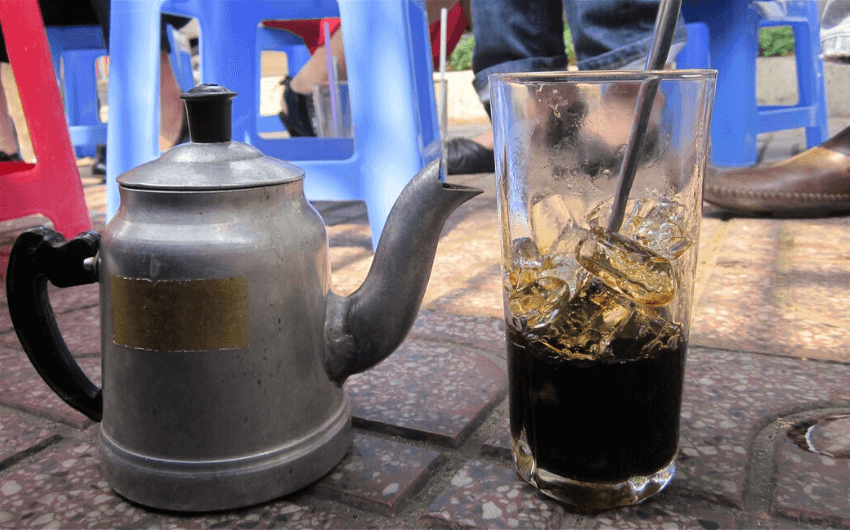 Roadside coffee on road trip Vietnam