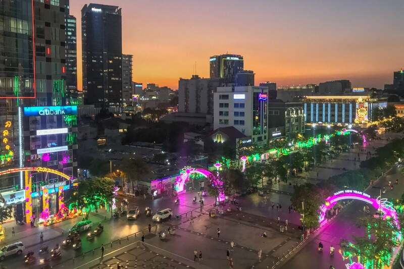 stroll around nguyen hue walking street