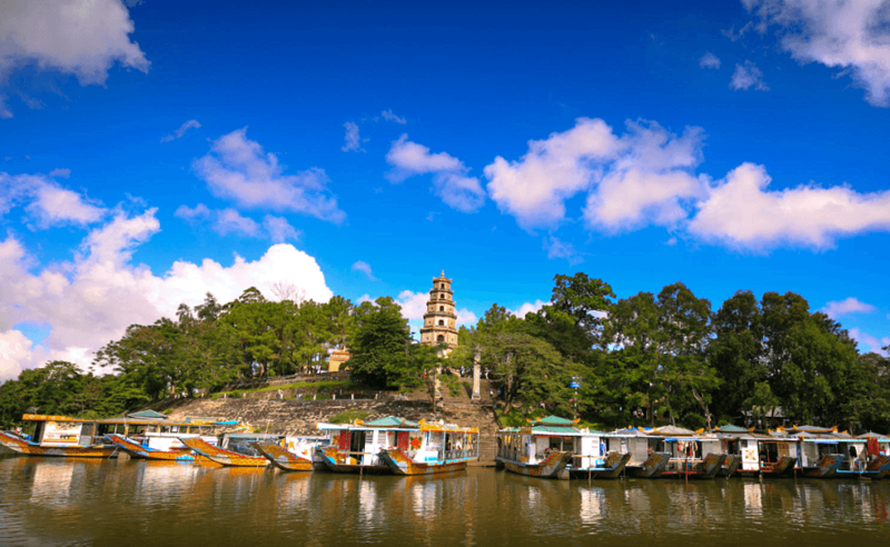 climb phuoc duyen tower to see the whole view of huong river